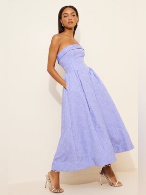 BHLDN Jacquard Strapless Midi Dress